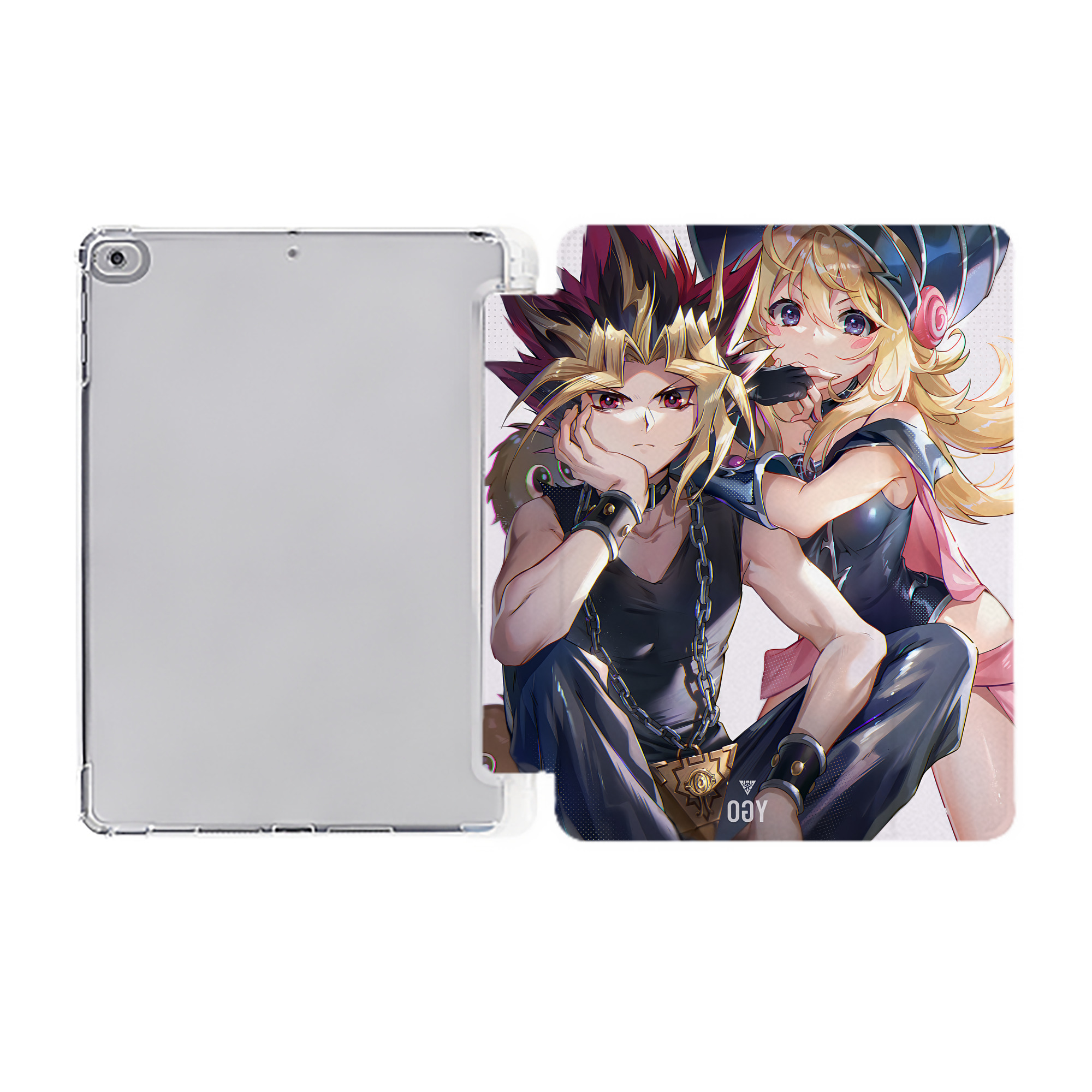 （画像用） 遊☆戯☆王 Yu-Gi-Oh! IPad ケース ペン収納付き 三つ折りスタンド PUレザー×シリコン 対応機種9.5/10.5/10.9インチ